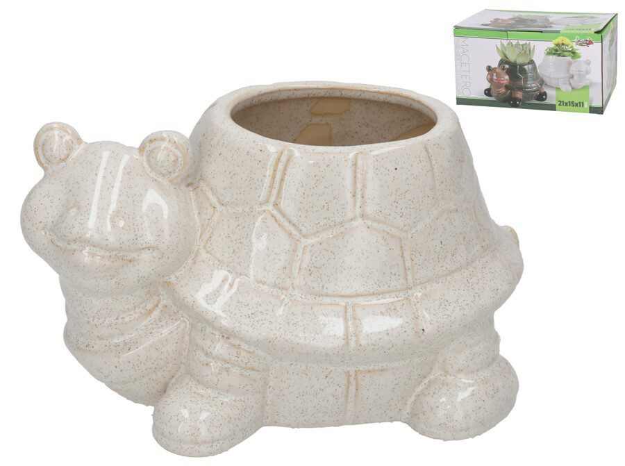 8445393428710 VASO FIG. TARTARUGA C/FURO COR:BEGE - Image 1