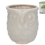 VASO FIG. CORUJA CERAMICA COR:BEGE