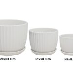 CONJ.3 VASOS CERAMICA C/PRATO SORTIDOS COR:BRANCO