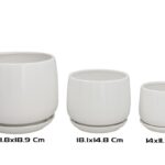 CONJ.3 VASOS CERAMICA C/PRATO SORTIDOS COR:BRANCO