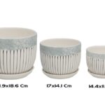CONJ.3 VASOS CERAMICA C/PRATO SORTIDOS COR:BRANCO