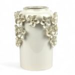 JARRA CERAMICA C/FLORES COR:CREME