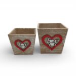 CONJ.2 VASOS MADEIRA CORAÇAO LOVE