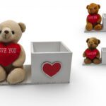 SUPORTE C/VASO 12X12 MADEIRA+URSO SORTIDOS