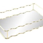 BANDEJA METAL ESPELHO DOURADO