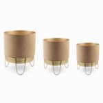 CONJ.3 VASOS CORTIÇA C/SUPORTE OURO