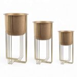 CONJ.3 VASOS CORTIÇA C/SUPORTE METAL OURO