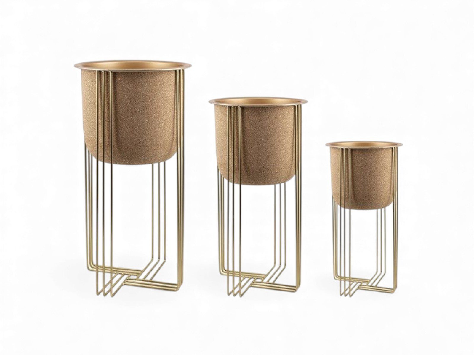 ex-03-set-48533 CONJ.3 VASOS CORTIÇA C/SUPORTE METAL OURO - Image 1