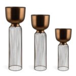 CONJ.3 VASOS C/SUPORTE METAL COR:BRONZE