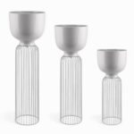 CONJ.3 VASOS C/SUPORTE METAL COR:BRANCO