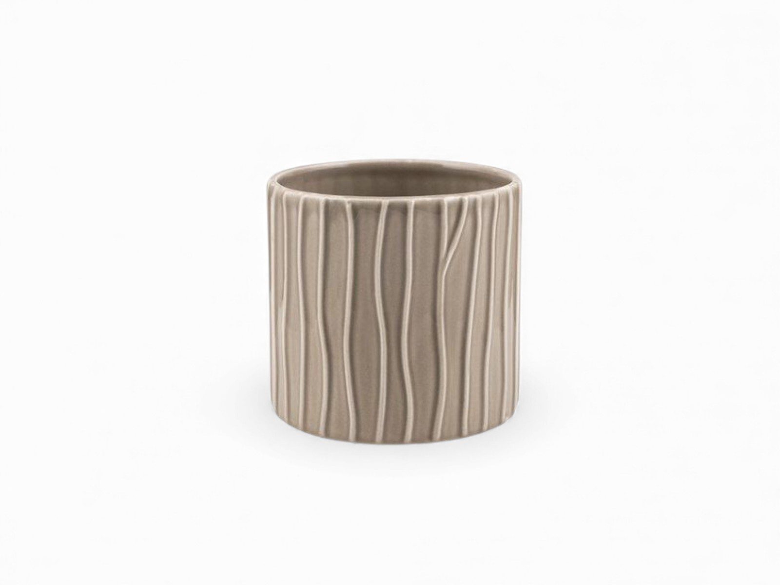 hs-07-to-49061 VASO RIGATO CERAMICA ORQUIDEA COR:TAUPE - Image 1