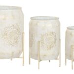 CONJ.3 VASOS METAL COR:BRANCO
