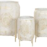 CONJ.3 VASOS METAL COR:BRANCO