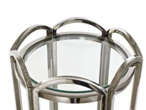 MESA AUXILIAR COLUNA METAL+VIDRO