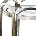 MESA AUXILIAR COLUNA METAL+VIDRO