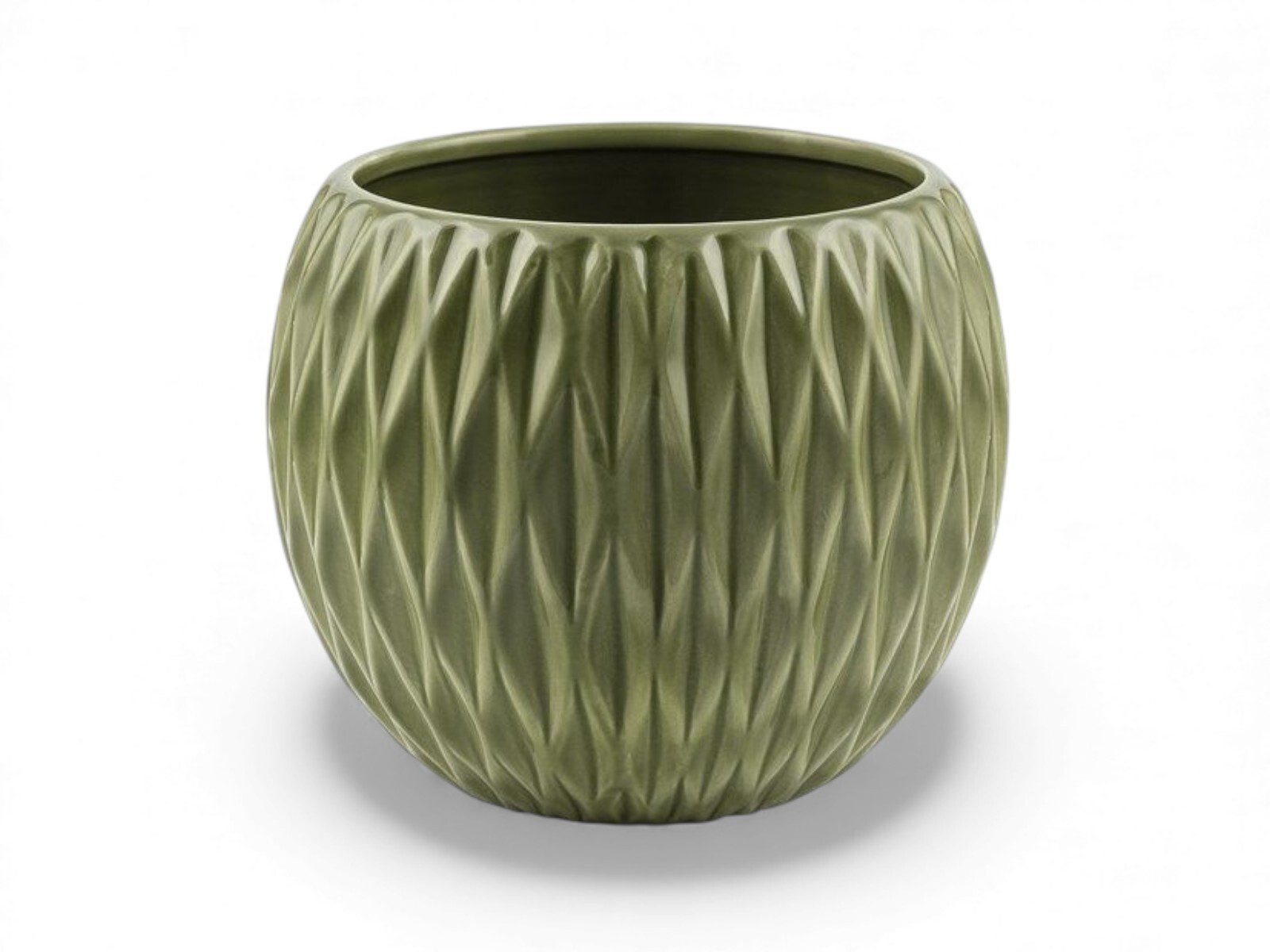 rc-13-ve-45393 CACHEPOT BOLA CERAMICA P/VASOS 12CM DIA. COR:VERDE - Image 1