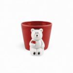 URSO CERAMICA C/VASO, POTE 6DIA. COR:VERMELHO