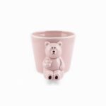 URSO CERAMICA C/VASO, POTE 6DIA. COR:ROSA