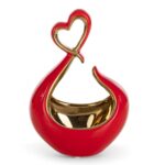 JARRA CORAÇAO CERAMICA COR:VERMELHO/OURO