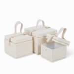 CONJ.3 CAIXAS CARTAO/COURO ECO. COR:BRANCO