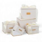 CONJ.5 CAIXAS C/LAÇO CETIM RECT. COR: BRANCOCA