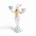 FIGURA COELHO CANDELABRO C/CHAVENA RESINA