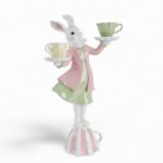 FIGURA COELHA CANDELABRO C/CHAVENA RESINA