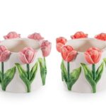 CACHEPOT TULIPAS RELEVO CERAMICA