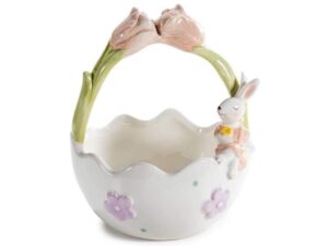 CESTA ASA TULIPA C/COELHO CERAMICA