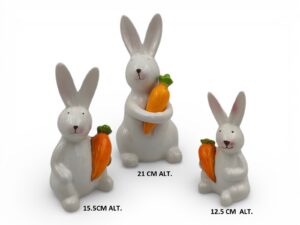 CONJ.3 COELHOS CERAMICA C/CENOURA