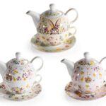 BULE E CHAVENA DE CERAMICA C/MOTIVOS COELHOS