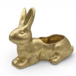 CERAMICA- COELHO DEITADO ABERTO COR:OURO