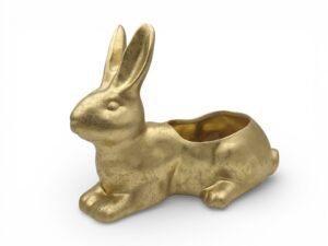 CERAMICA- COELHO DEITADO ABERTO COR:OURO