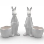 CERAMICA- COELHO+VASO COR:BRANCO