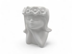 CERAMICA- MENINA VASO CATOS C/FLOR COR:BRANCO MATE