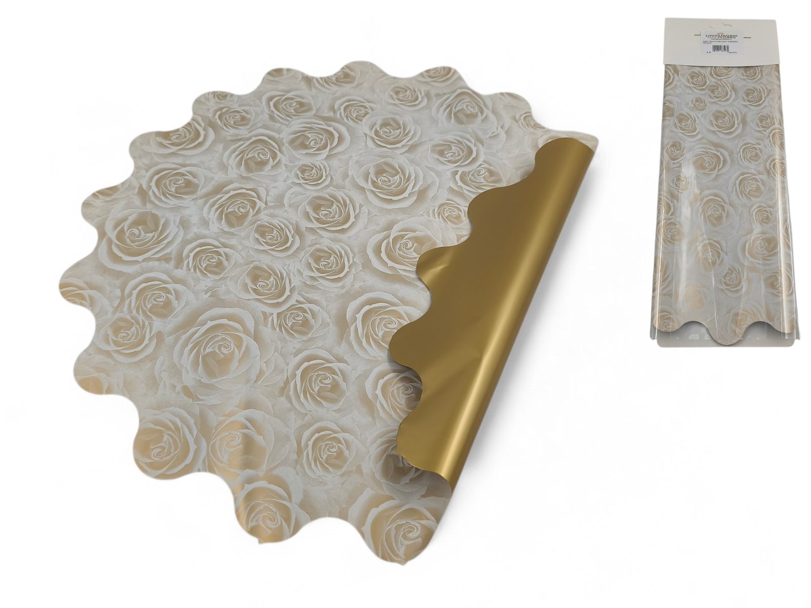 P2BCORO NAPERON ROSELLINA 50UNID DIA.48CM COR:BRANCO/OURO - Image 1