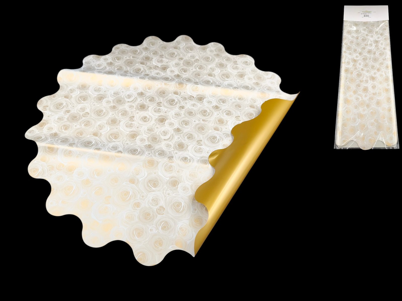 P2R1OR 68CM NAPERON ROSELLINA 50UNID DIA.68CM COR:BRANCO/OURO - Image 1