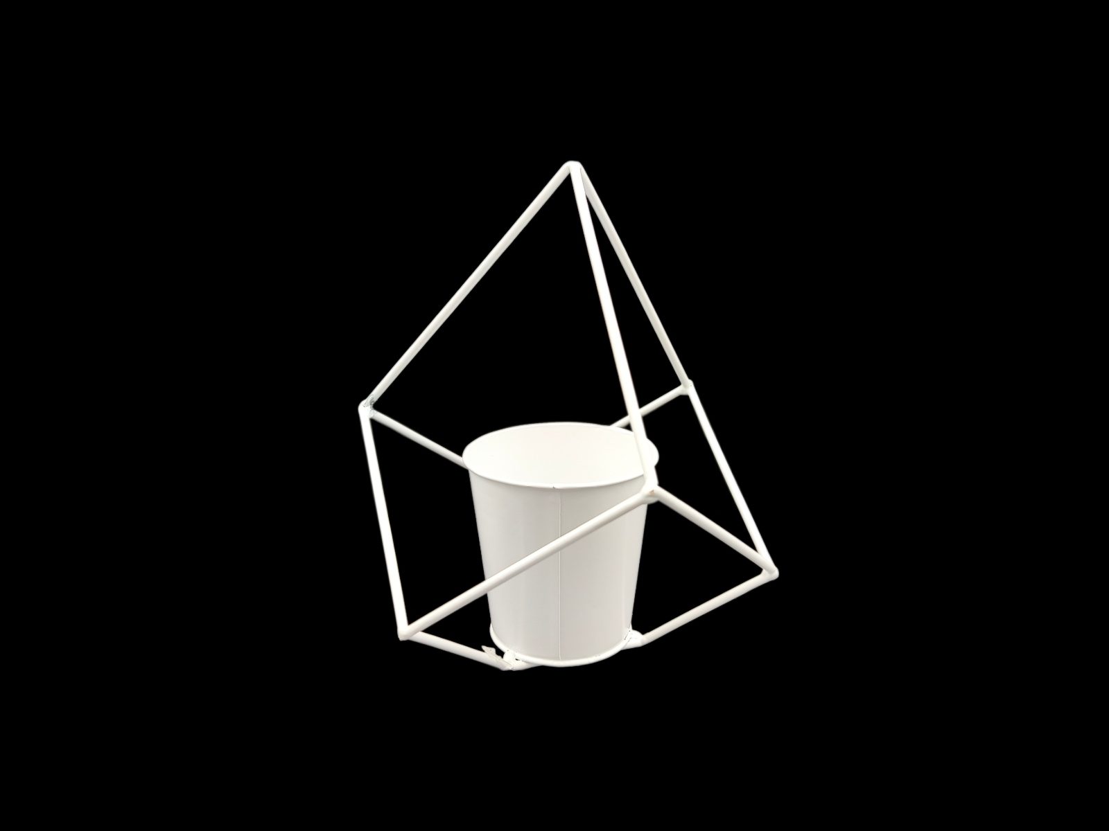 03.002122 ESTRUTURA METALICA LOSANGOS C/VASO DIA.9.5X10ALT COR:BRANCO - Image 1