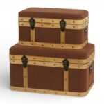 CONJ.2 BAUS MADEIRA+TECIDO COR:CASTANHO