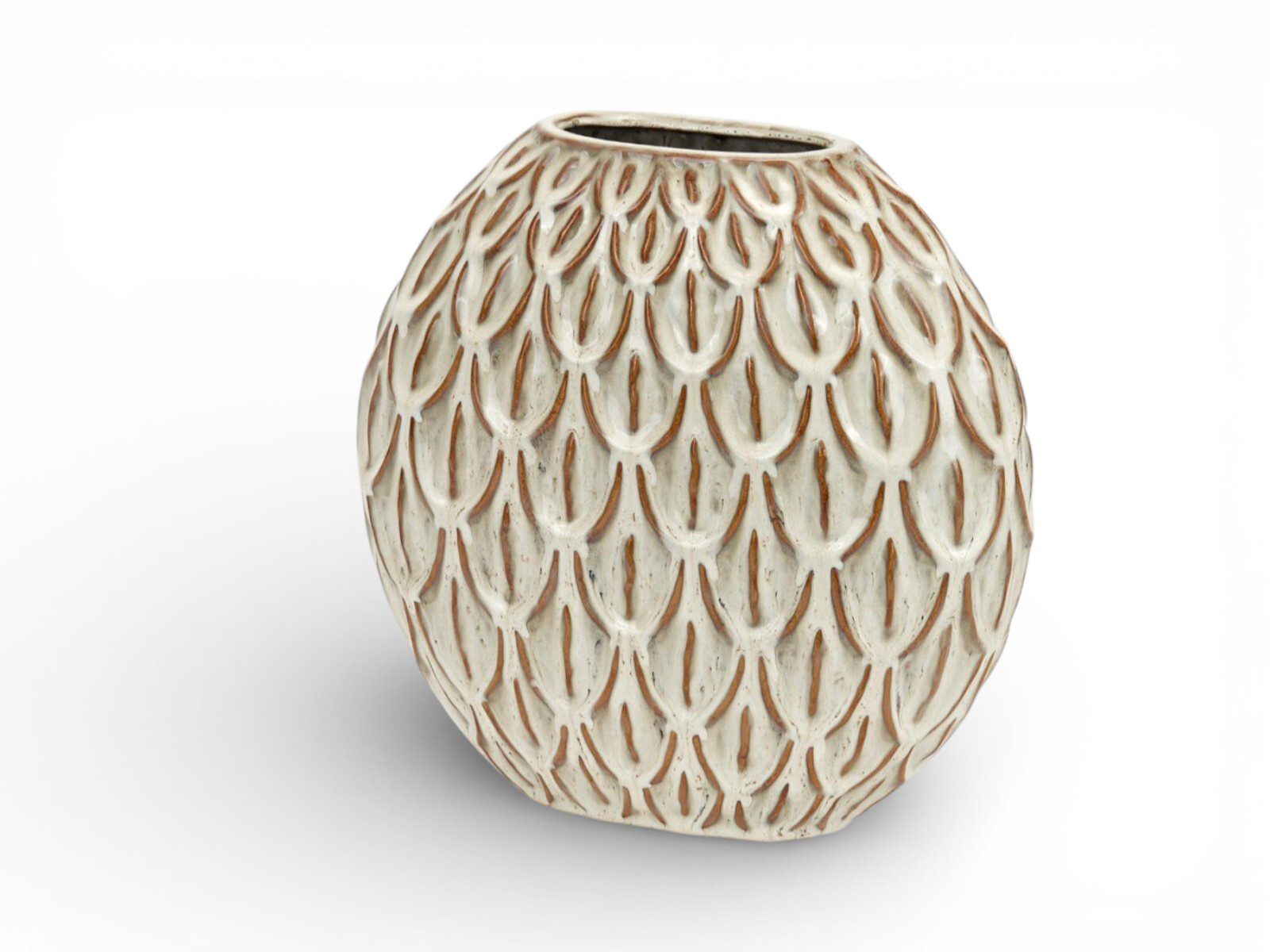 224618003 JARRA CERAMICA OVAL COR:BEGE - Image 1