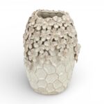 JARRA C/RELEVO FLORES COR:BEGE