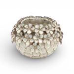 VASO C/RELEVO FLORES COR:BEGE