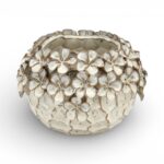 VASO C/RELEVO FLORES COR:BEGE