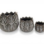 CONJ.3 VASOS FLOR CERAMICA COR:BEGE