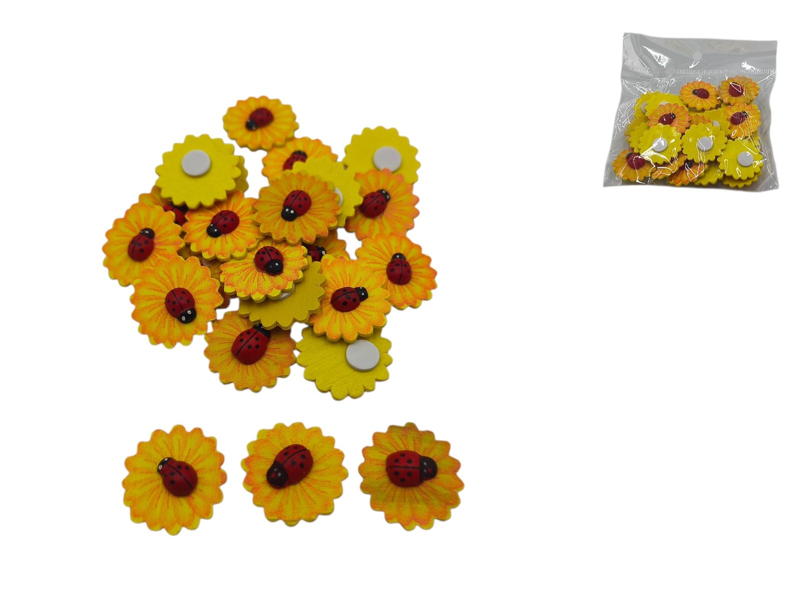 343273 MARGARIDA+JOANINHA MADEIRA 25UNID C/ADESIVO 2.5CM - Image 1