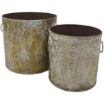 CONJ.2 VASOS METAL RED. COR:OURO