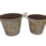 CONJ.2 VASOS METAL RED. COR:OURO