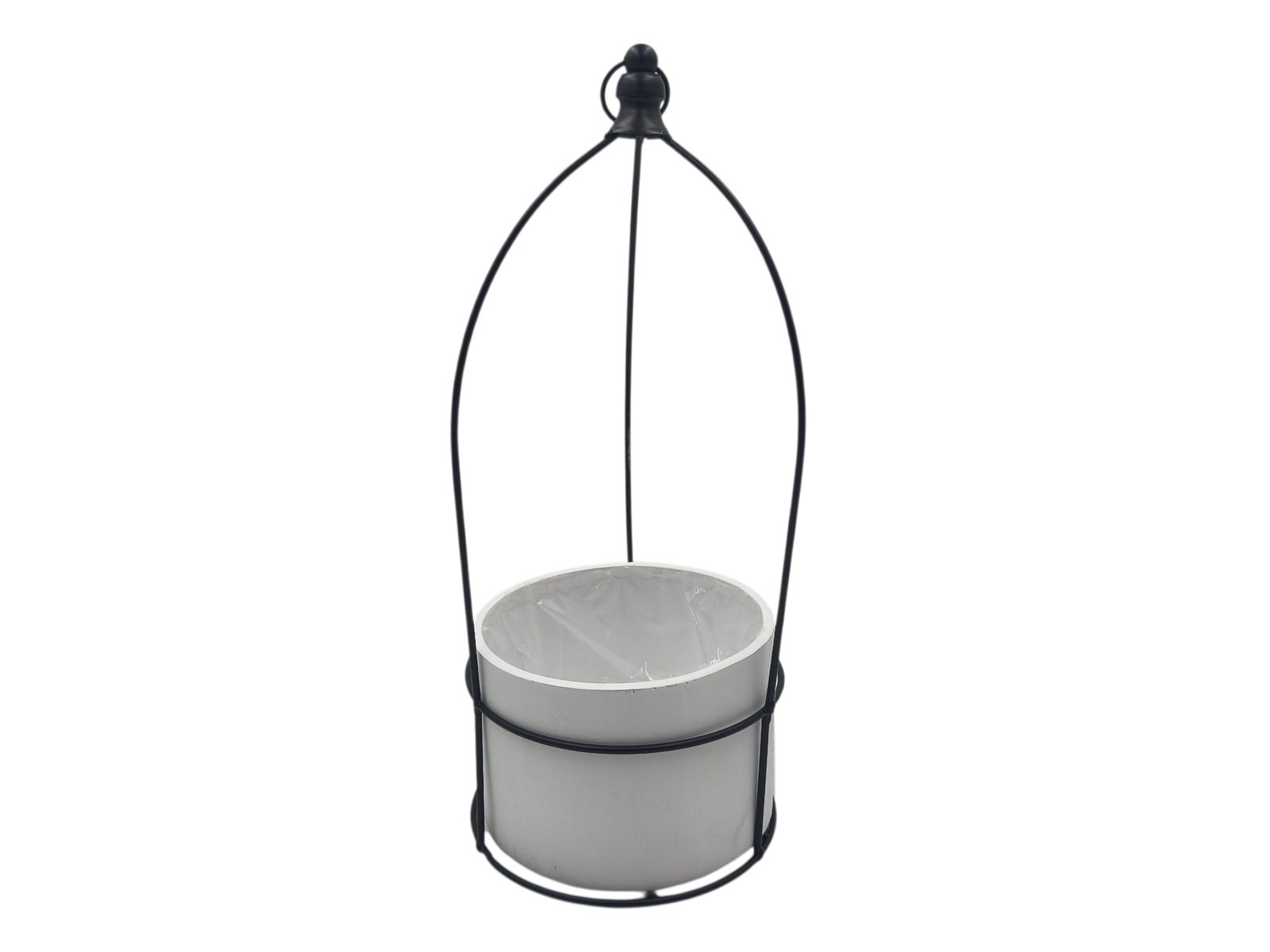 LN-14499 ESTRUTURA METALICA C/VASO MADEIRA DIA.17X13ALT COR:BRANCO - Image 1