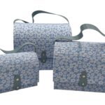 CONJ.3 BAUS BORDADO FLORIDO COR:AZUL