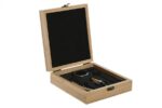 CAIXA MADEIRA C/5PEÇAS INOX P/VINHO